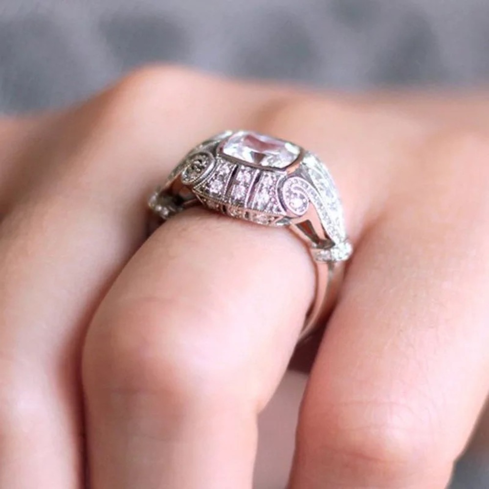 New 925 Silver Vintage Fashion Diamond Ring - Picture 4 of 6